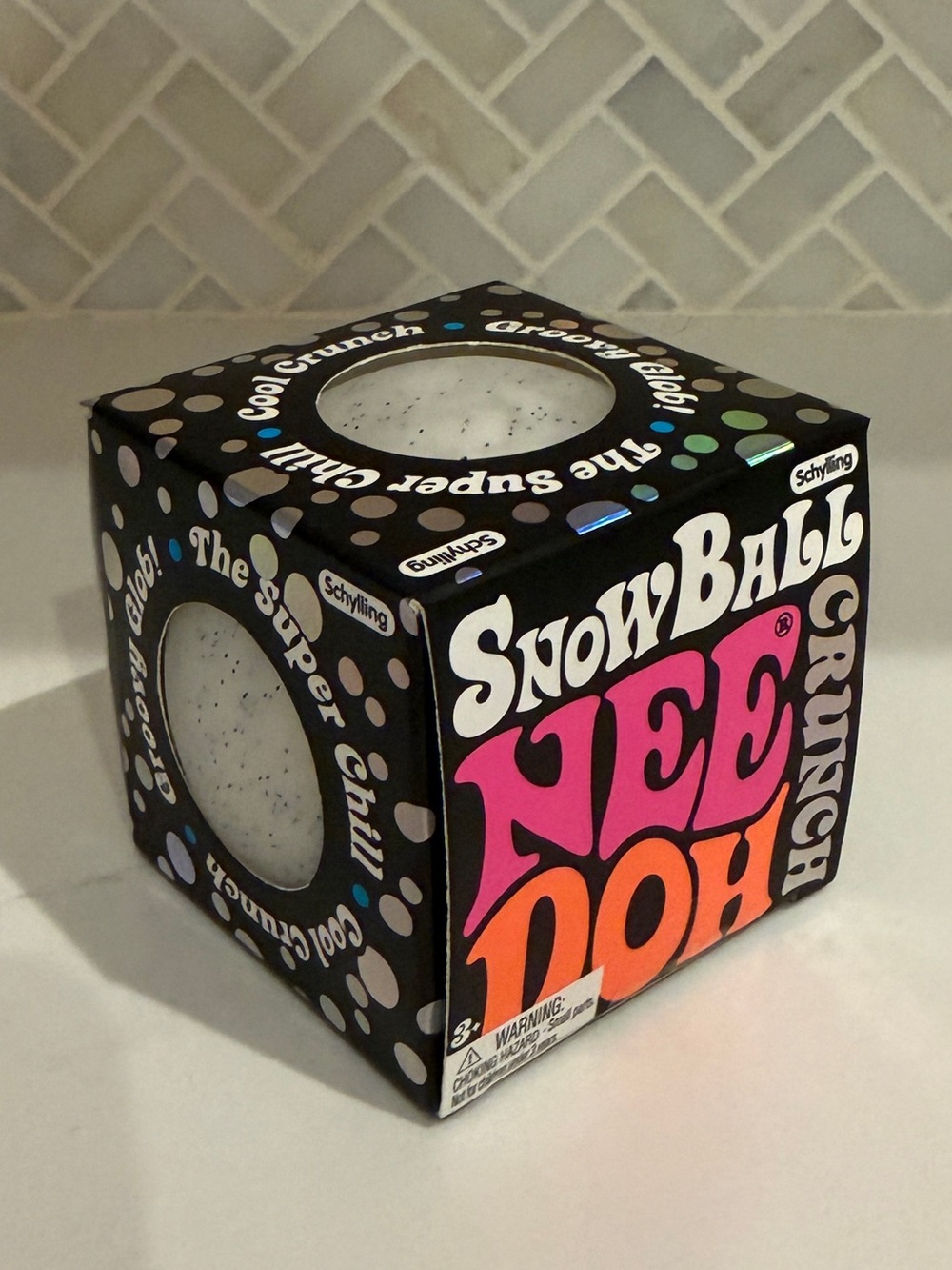 SnowBall NeeDoh Crunch Kids Toy - White Glitter